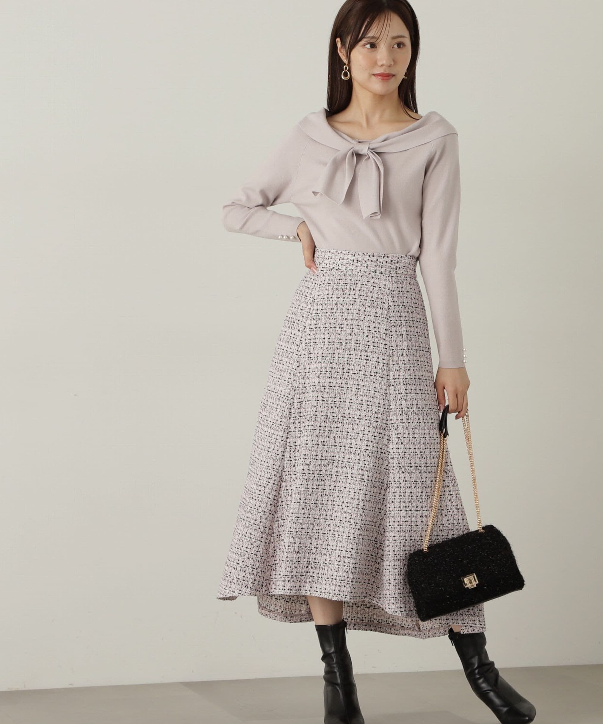PROPORTION BODY DRESSING「ミックスツイードフレアスカート　24AW」|スカート|