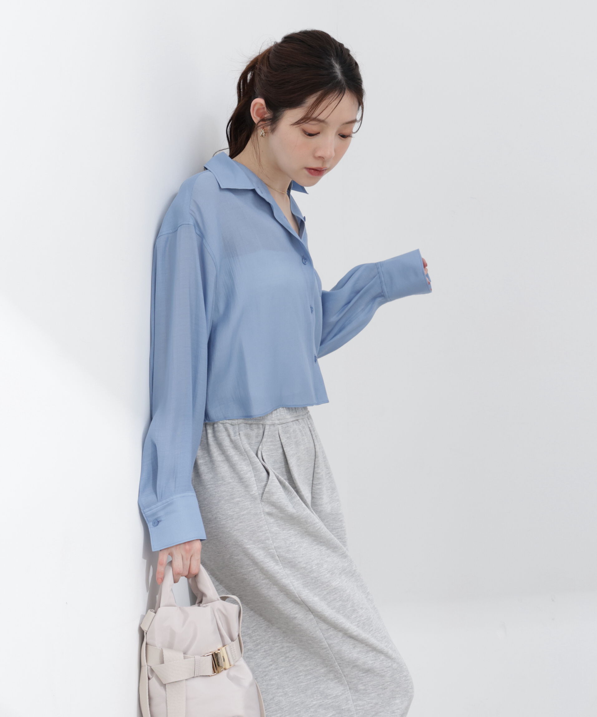 PROPORTION BODY DRESSING「短丈シアーシャツ 26SS」|シャツ・ブラウス|