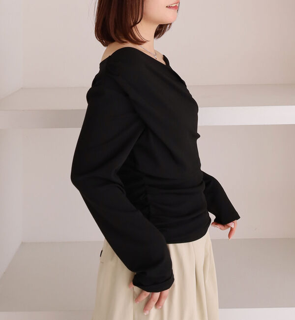 archives「【ＯＮかわ】クロスタックドレープオフショルカットＴＯＰＳ」|Tシャツ・カットソー|