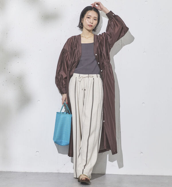 Doux archives「シアーギャザーシャツワンピース」|ワンピース|BROWN