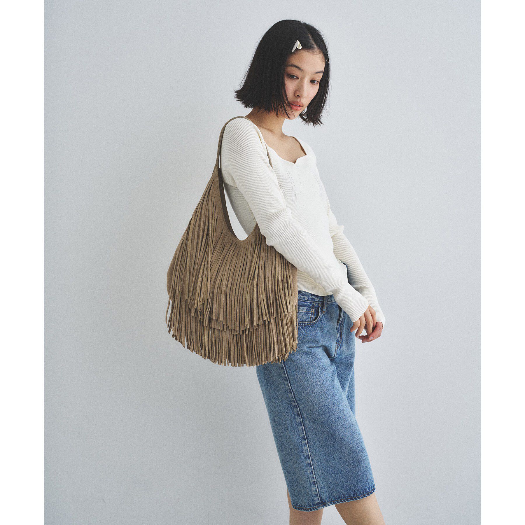CODE A「MOFIORA｜LUNA LARGE fringe」|トートバッグ|