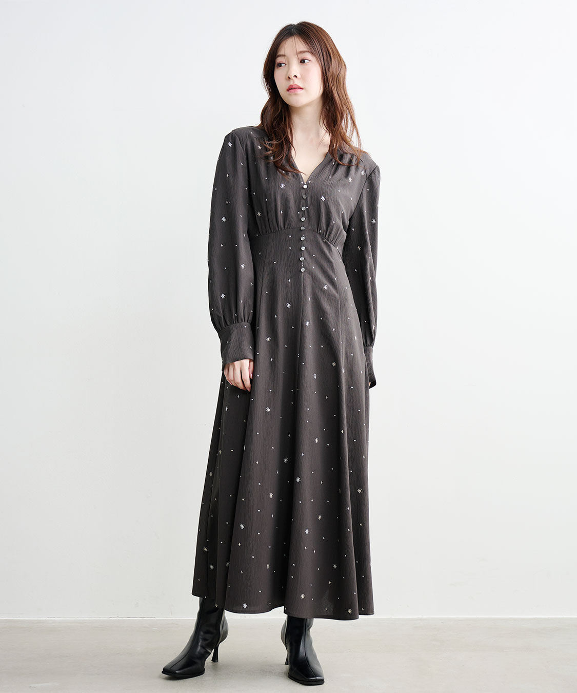 COCO DEAL「フラワー/スター刺繍フレアワンピース」|ワンピース|