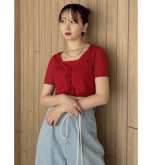 dazzlin「フロントリボンクロシェニットSET」|ニット・セーター|
