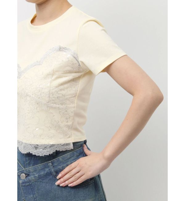 dazzlin「レースキャミレイヤードTシャツ」|Tシャツ・カットソー|