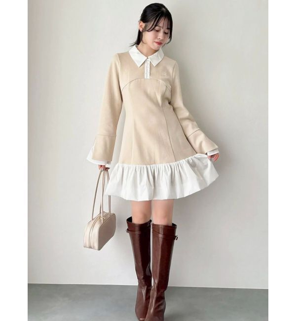 dazzlin「【WEB限定】ポロバルーンスソミニワンピース」|ワンピース|ベージュ