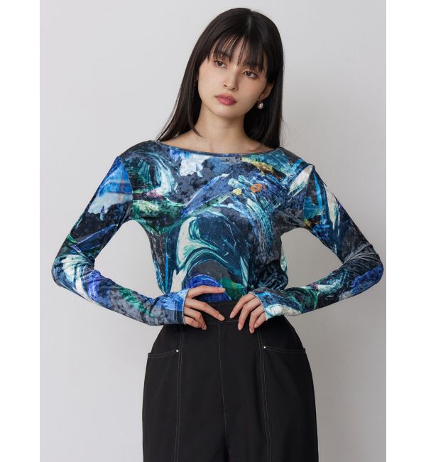 MURUA「ニュアンスプリントベロアトップス」|Tシャツ・カットソー|