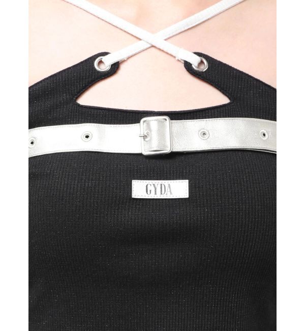 GYDA「GYDAフロントクロスラメテレコTOPS」|Tシャツ・カットソー|