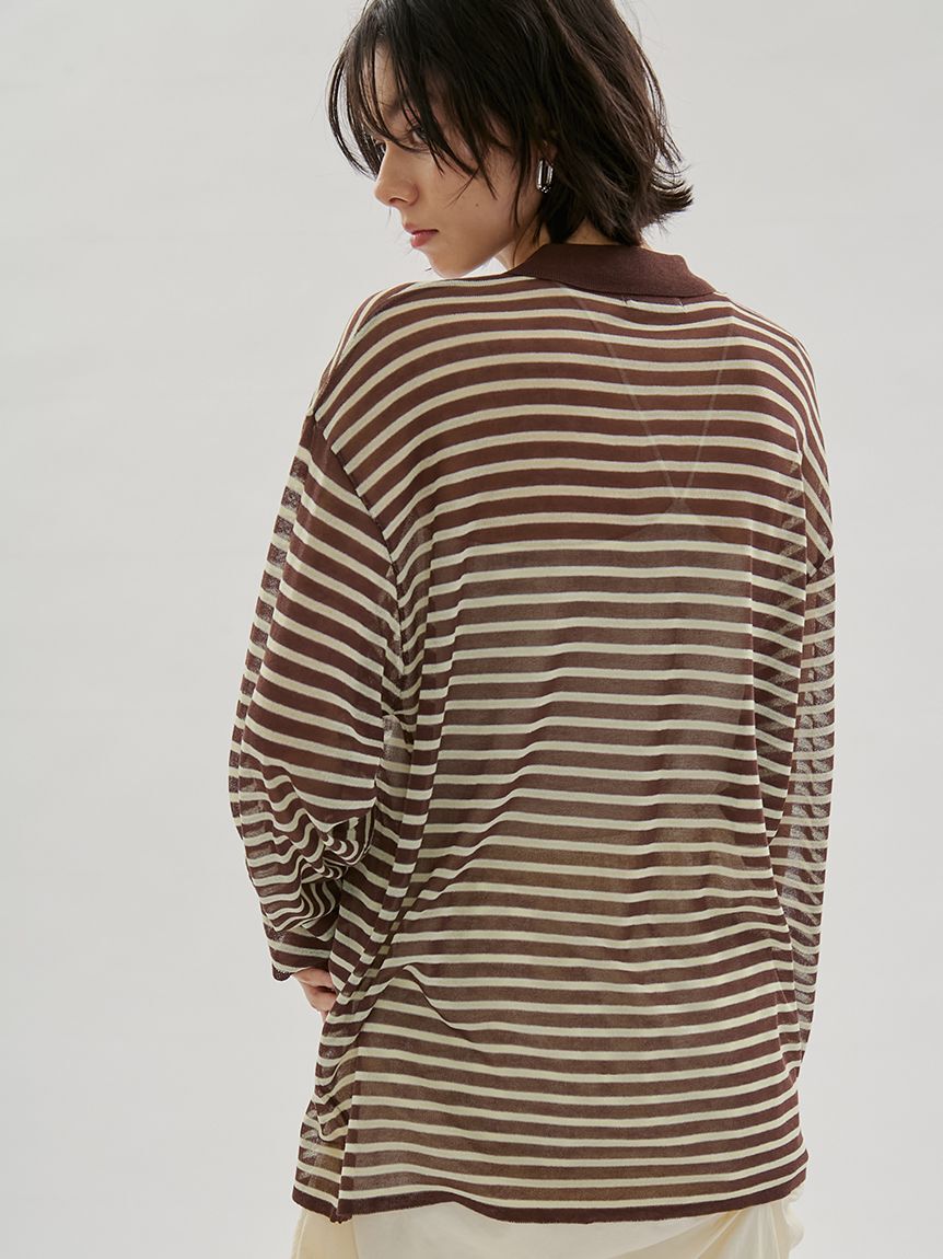emmi atelier「シアーボーダーポロニット」|ニット・セーター|
