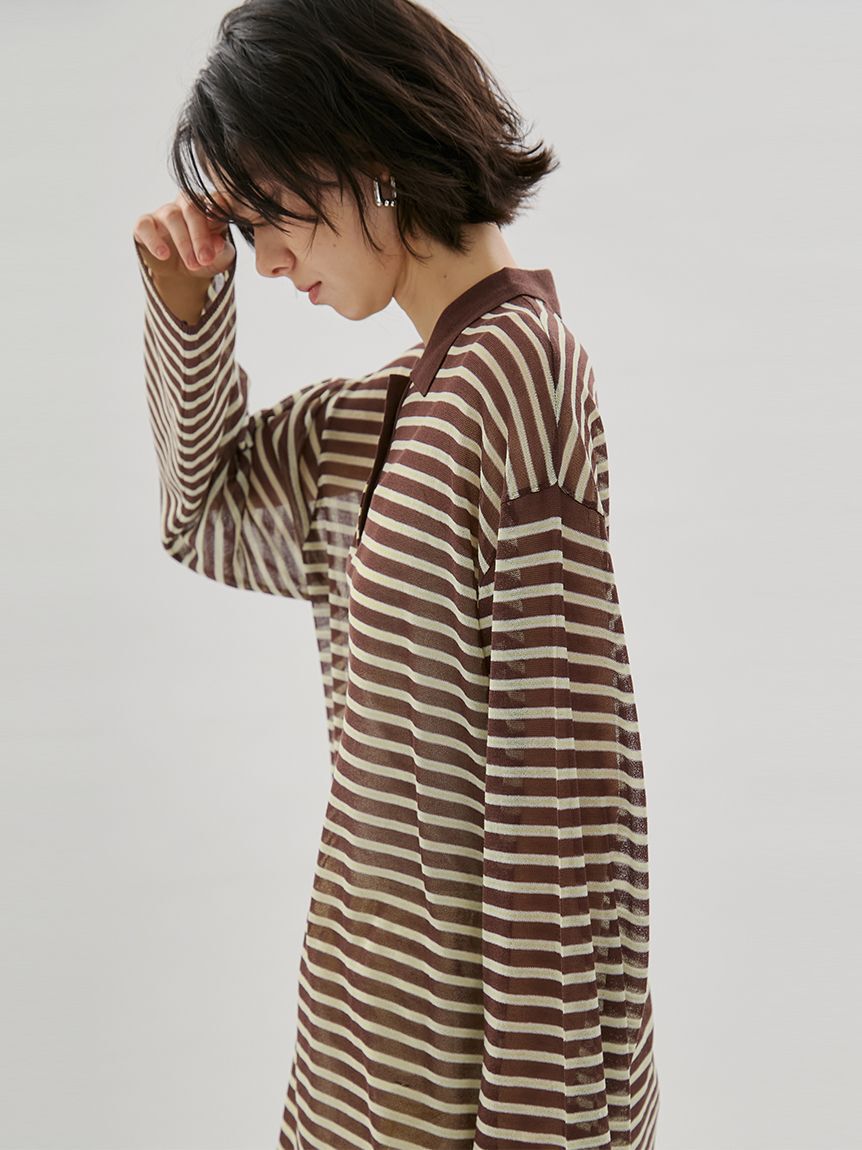 emmi atelier「シアーボーダーポロニット」|ニット・セーター|