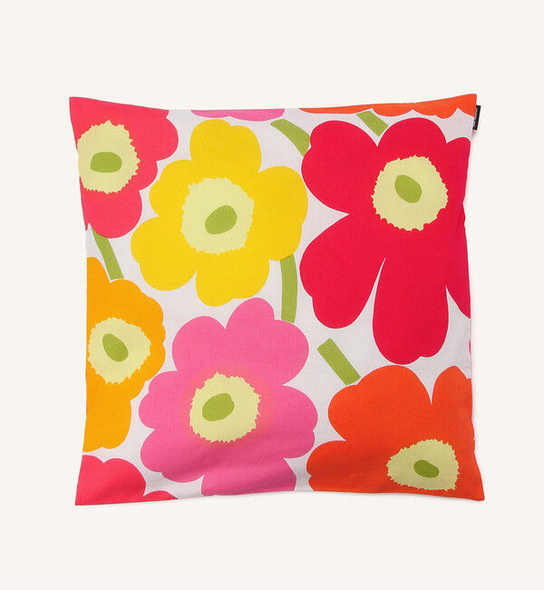 Marimekko「【日本限定】Pieni Unikko クッションカバー 45&times;45cm」|クッション・クッションカバー|ホワイト&times;ピンク