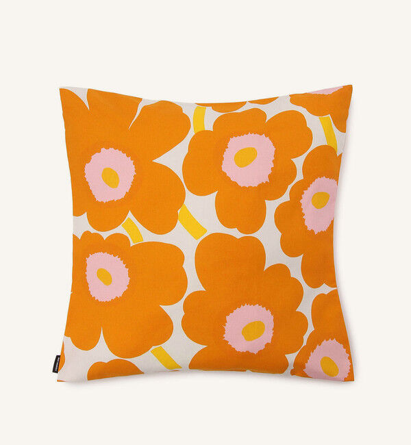 Marimekko「【日本限定】Pieni Unikko クッションカバー 45&times;45cm」|クッション・クッションカバー|ホワイト&times;オレンジ