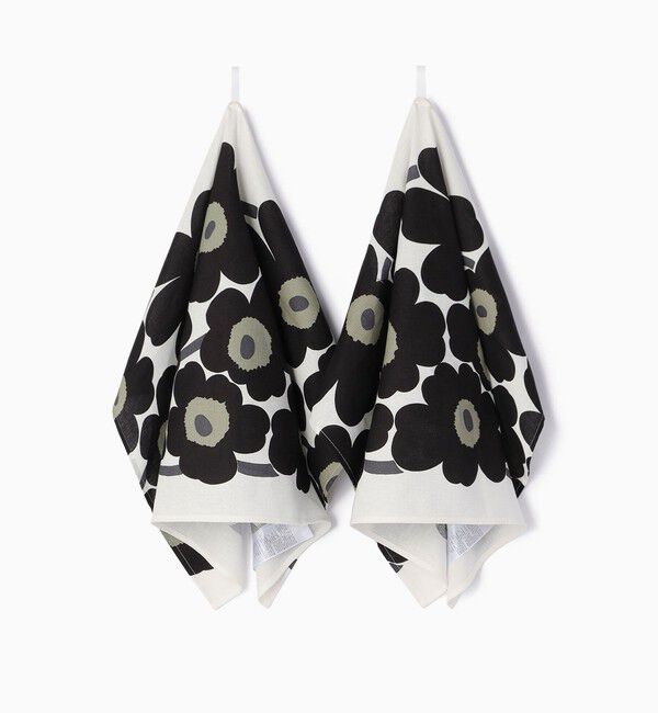 Marimekko「Unikko ティータオルセット」|その他|ブラック&times;グレー