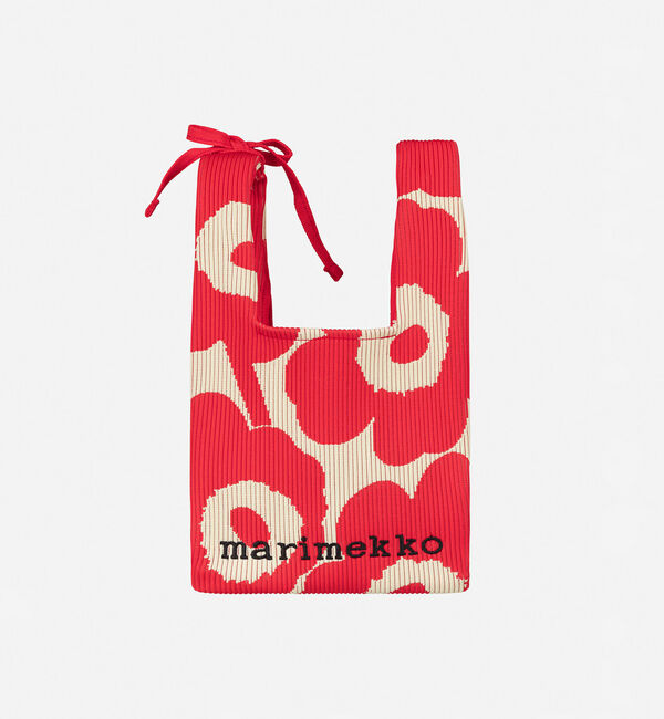 Marimekko「Knitted Mini Tote Unikko トートバッグ」|トートバッグ|ピンク&times;ベージュ