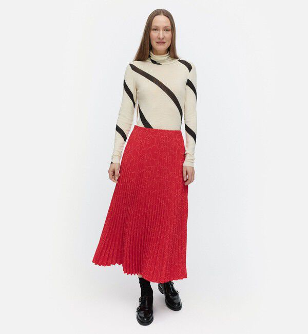 Marimekko「Myy Piirto Unikko スカート」|スカート|ﾚｯﾄﾞ&times;ﾌﾞﾗｲﾄﾚｯﾄﾞ