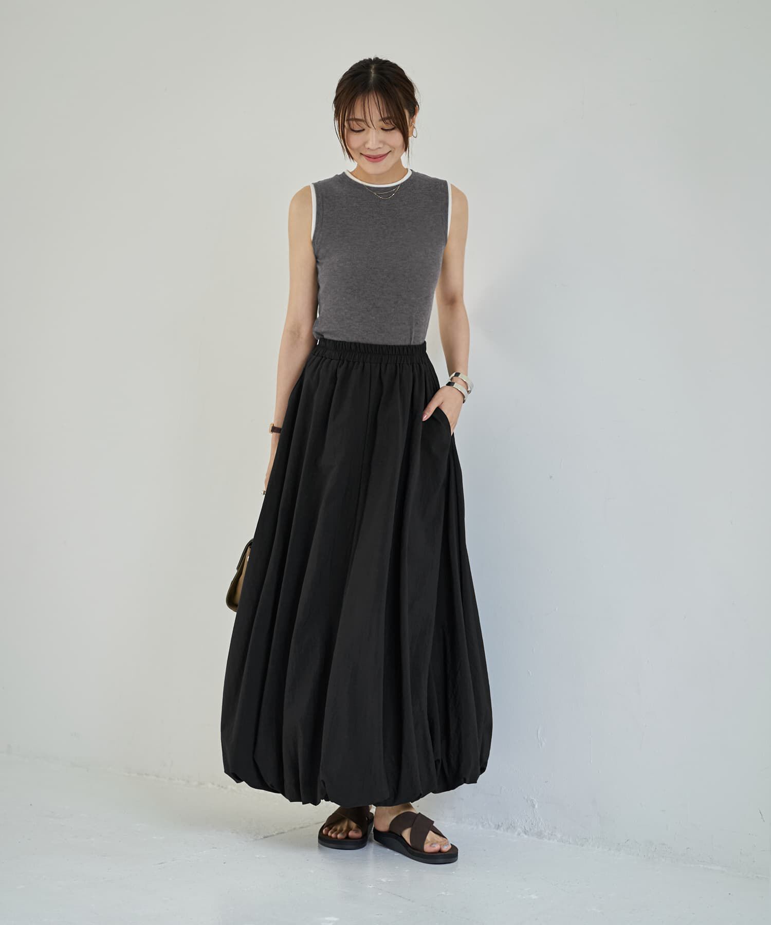 STYLE DELI「【LUXE】マットタフタロングバルーンスカート」|スカート|