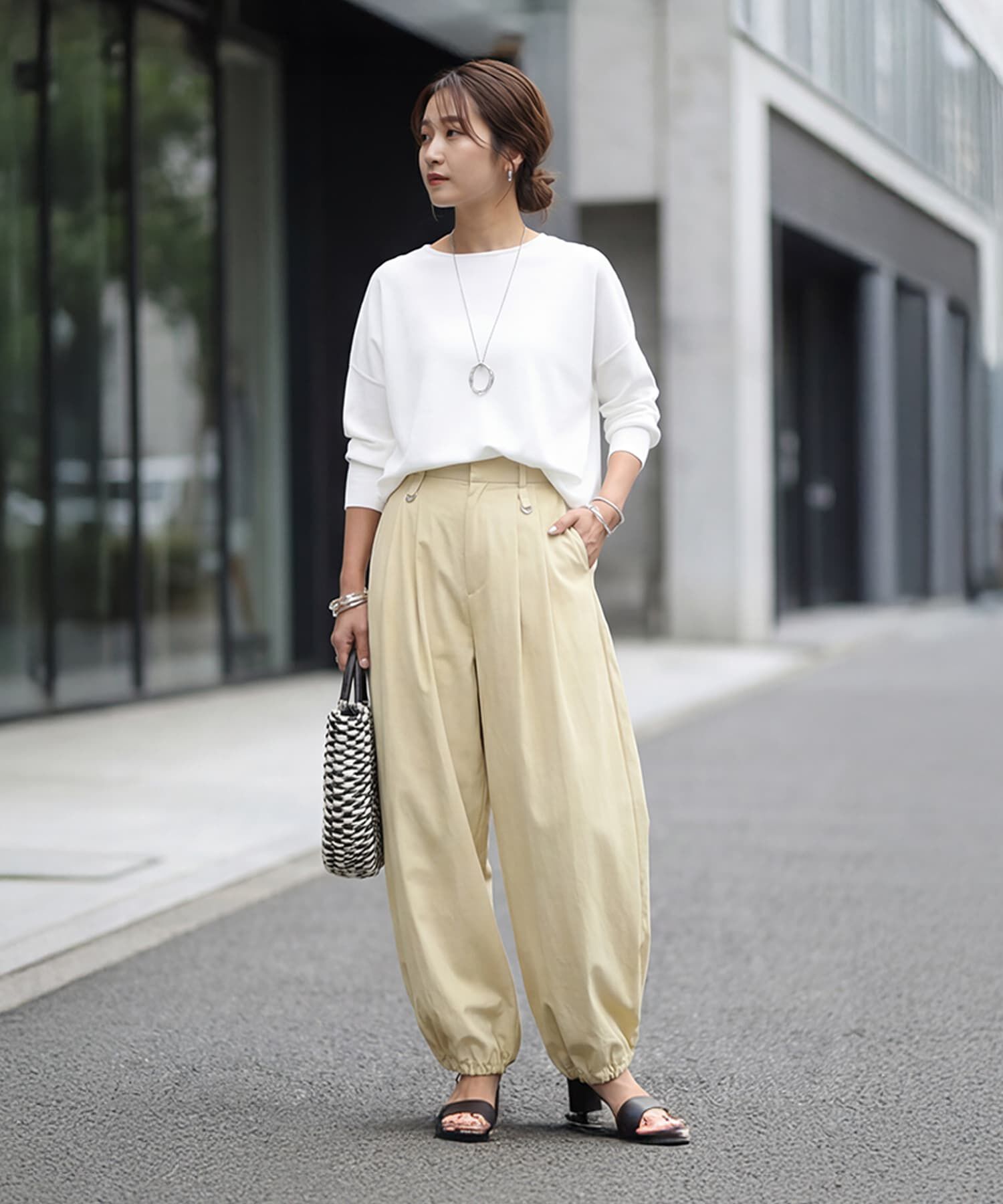 STYLE DELI「【selection】しなやかライトなタックパラシュートパンツ」|スラックス|