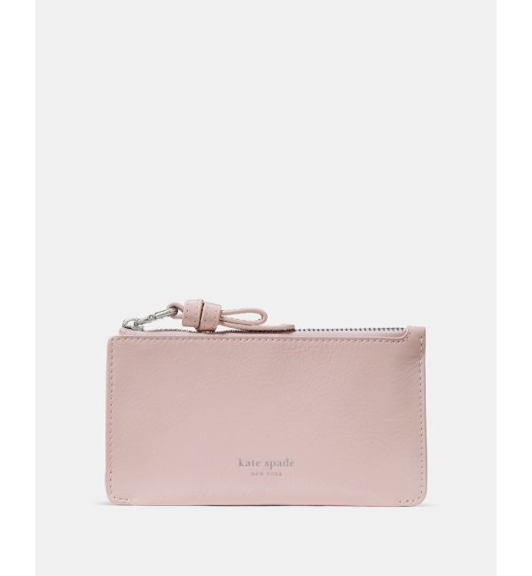 kate spade new york「ループ シャイニーレザー ジップ カード ケース」|名刺入れ・カードケース|Pink