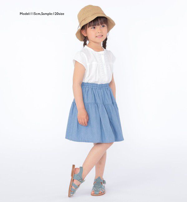 SHIPS KIDS「SHIPS KIDS:100～130cm / ティアード デニム スカート」|フレア|