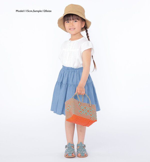 SHIPS KIDS「SHIPS KIDS:100～130cm / ティアード デニム スカート」|フレア|