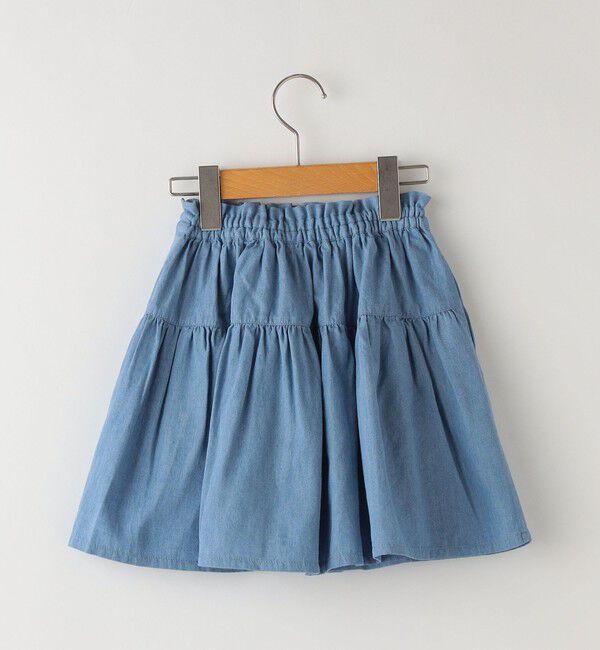 SHIPS KIDS「SHIPS KIDS:100～130cm / ティアード デニム スカート」|フレア|