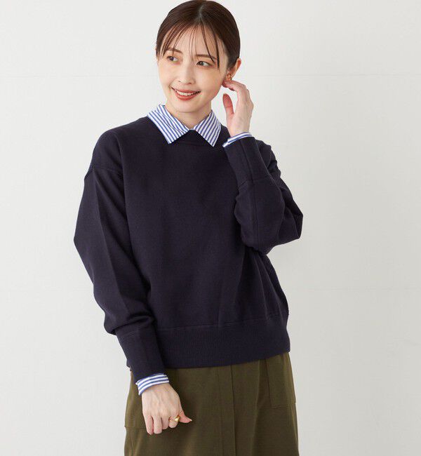 SHIPS Colors 「SHIPS Colors:〈手洗い可能〉スウェット ライク ニット◇」|ニット・セーター|ネイビー