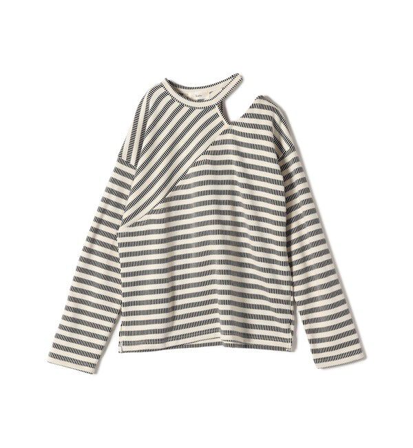 SHIPS for women「【SHIPS別注】Loro:〈洗濯機可能〉ボーダー 2WAY トップス」|Tシャツ・カットソー|ブラック