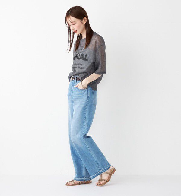 SHIPS Colors 「SHIPS Colors〈手洗い可能〉シアー ロゴ ニット TEE」|ニット・セーター|