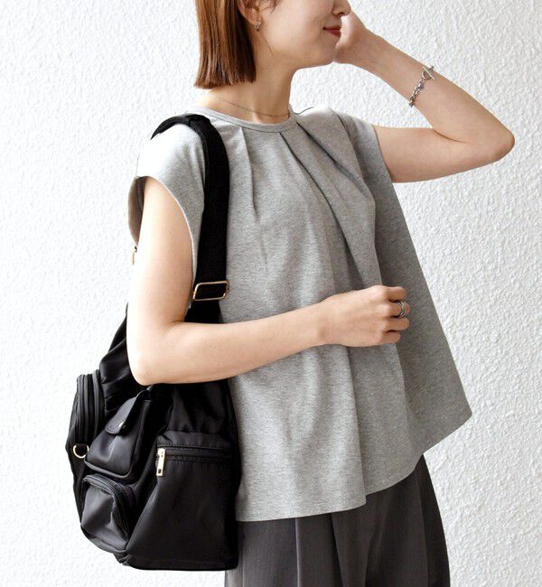 SHIPS any「SHIPS any:〈接触冷感/汗染み防止加工/洗濯機可能〉タック フレア ノースリーブ TEE」|Tシャツ・カットソー|