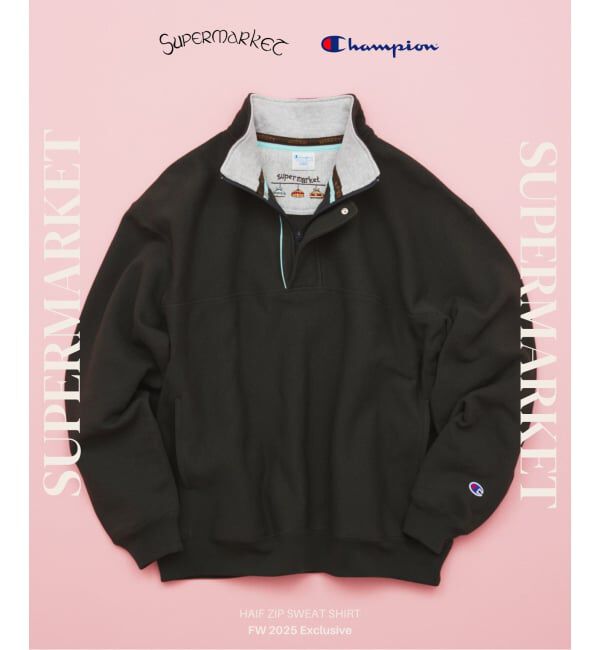JOURNAL STANDARD「CHAMPION / チャンピオン for スーパーマーケット ハーフ ジップ スウェット」|スウェット・ジャージ|ブラック