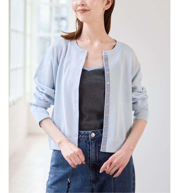 U by SPICK&SPAN「ウォッシャブルドットボタンニットカーディガン」|カーディガン|
