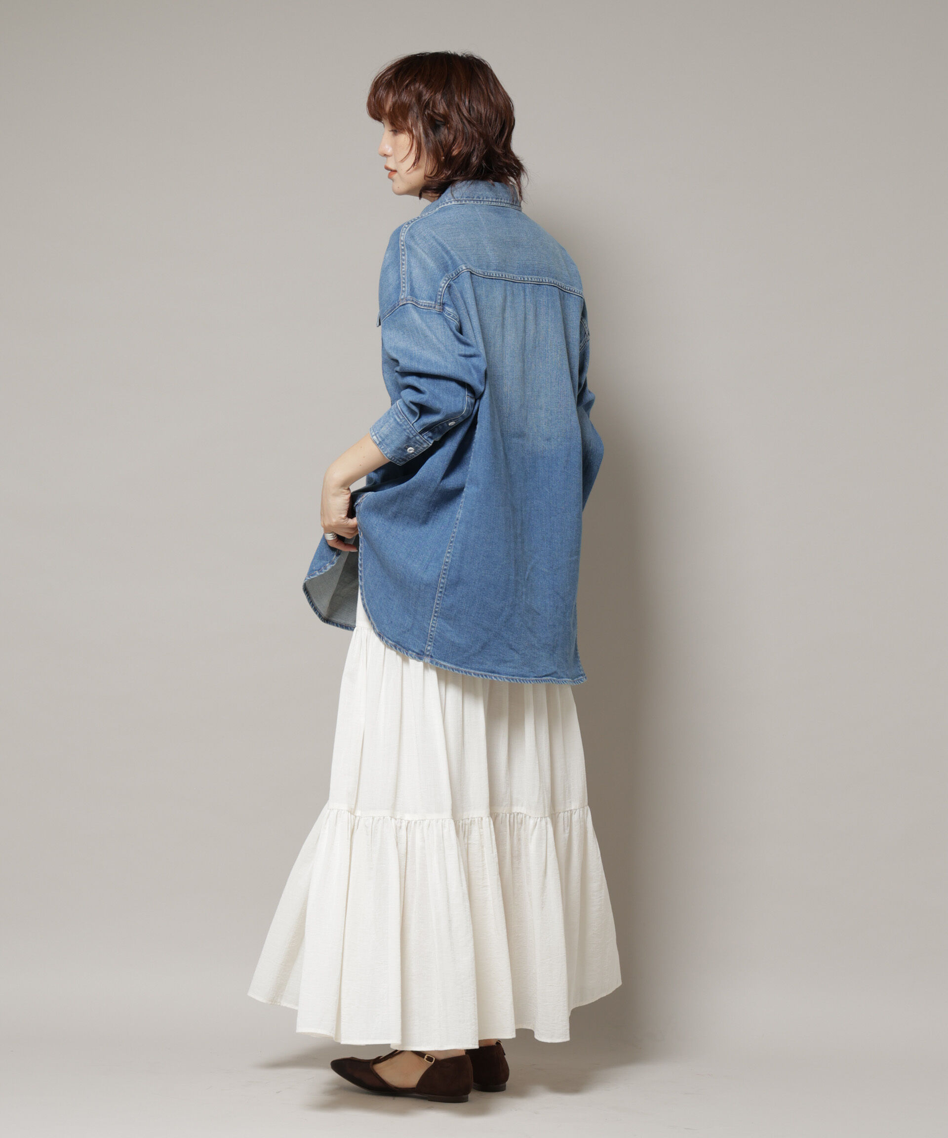 nano･universe「Healthy DENIM/Almond デニム ビッグシャツ」|シャツ・ブラウス|