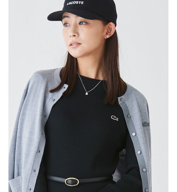 LACOSTE「コットンリブニットドレス / ニットワンピース / 無地 ボーダー」|ワンピース|