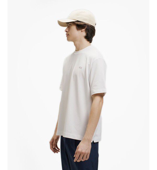 LACOSTE「二層構造 消臭 速乾 UVカット ワンポイント アウトラインロゴクルーネック半袖Tシャツ」|Tシャツ・カットソー|