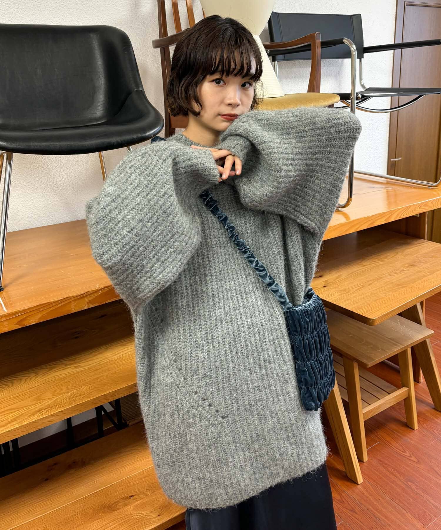 「ボリュームニットミニワンピース」|ワンピース|