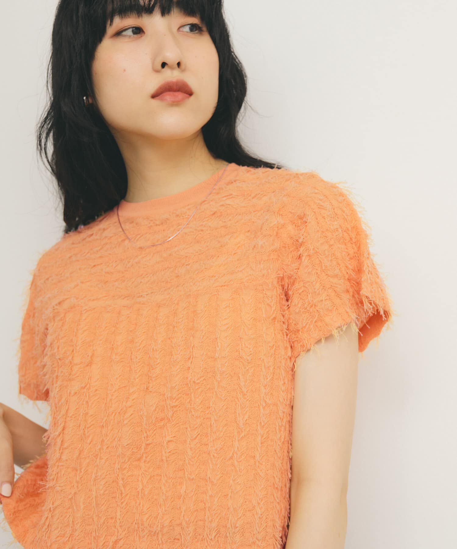  「ミニフリンジニットTEE」|ニット・セーター|オレンジ系その他