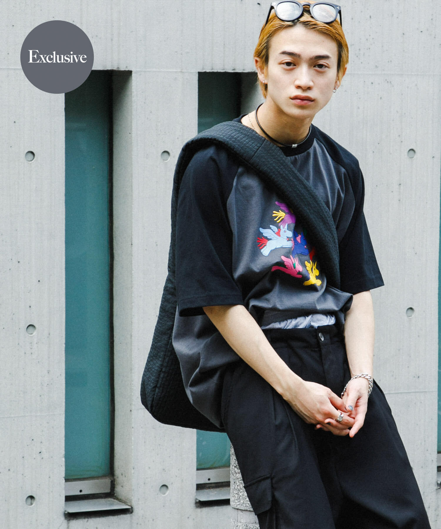 SENSE OF PLACE by URBAN RESEARCH「『別注』SHUHEI KOKI&times;SENSE OF PLACE　ラグランTシャツ」|Tシャツ・カットソー|ブラック