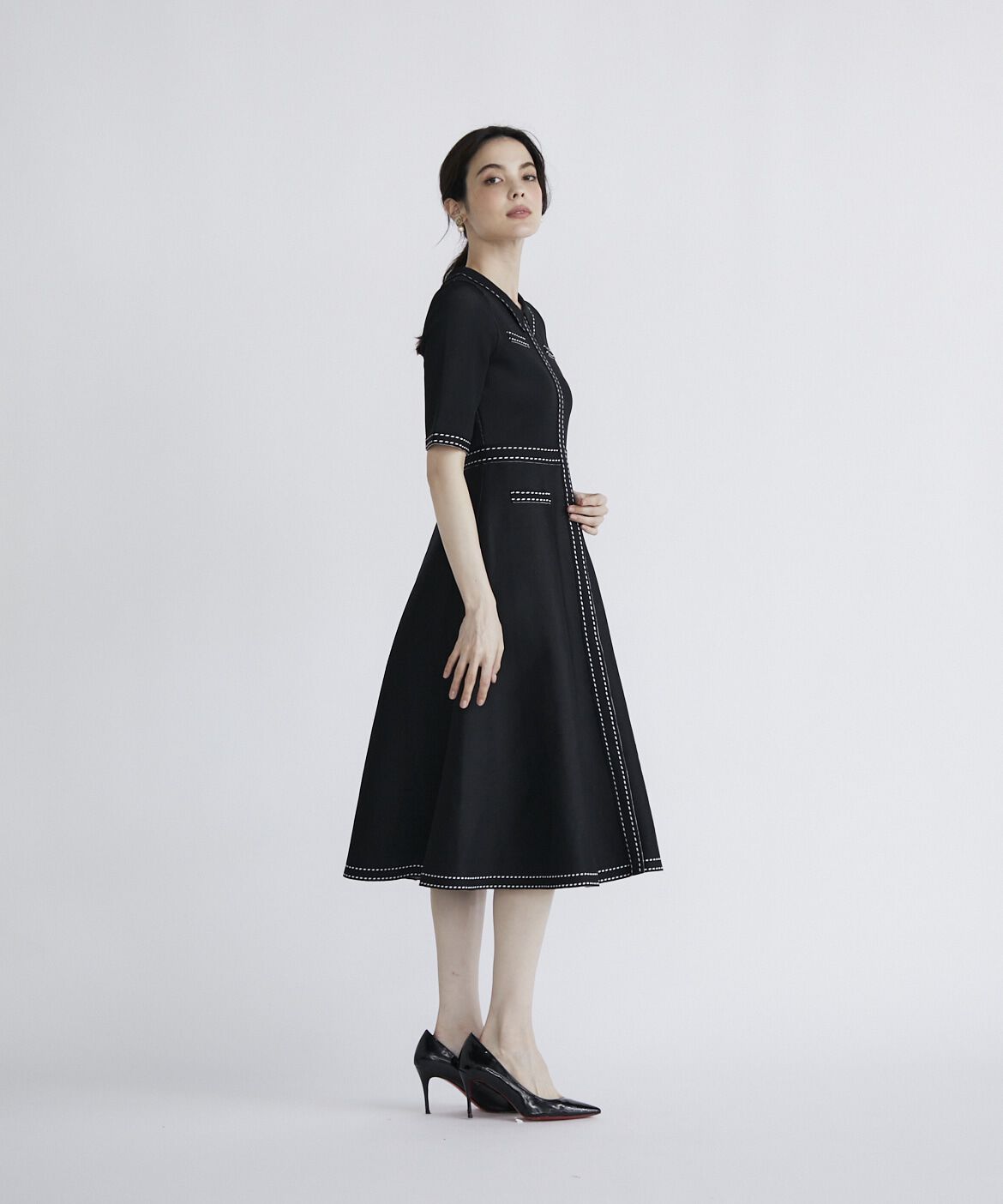Maglie le cassetto「《M Maglie le cassetto》ステッチポロ衿ニットワンピース」|ワンピース|