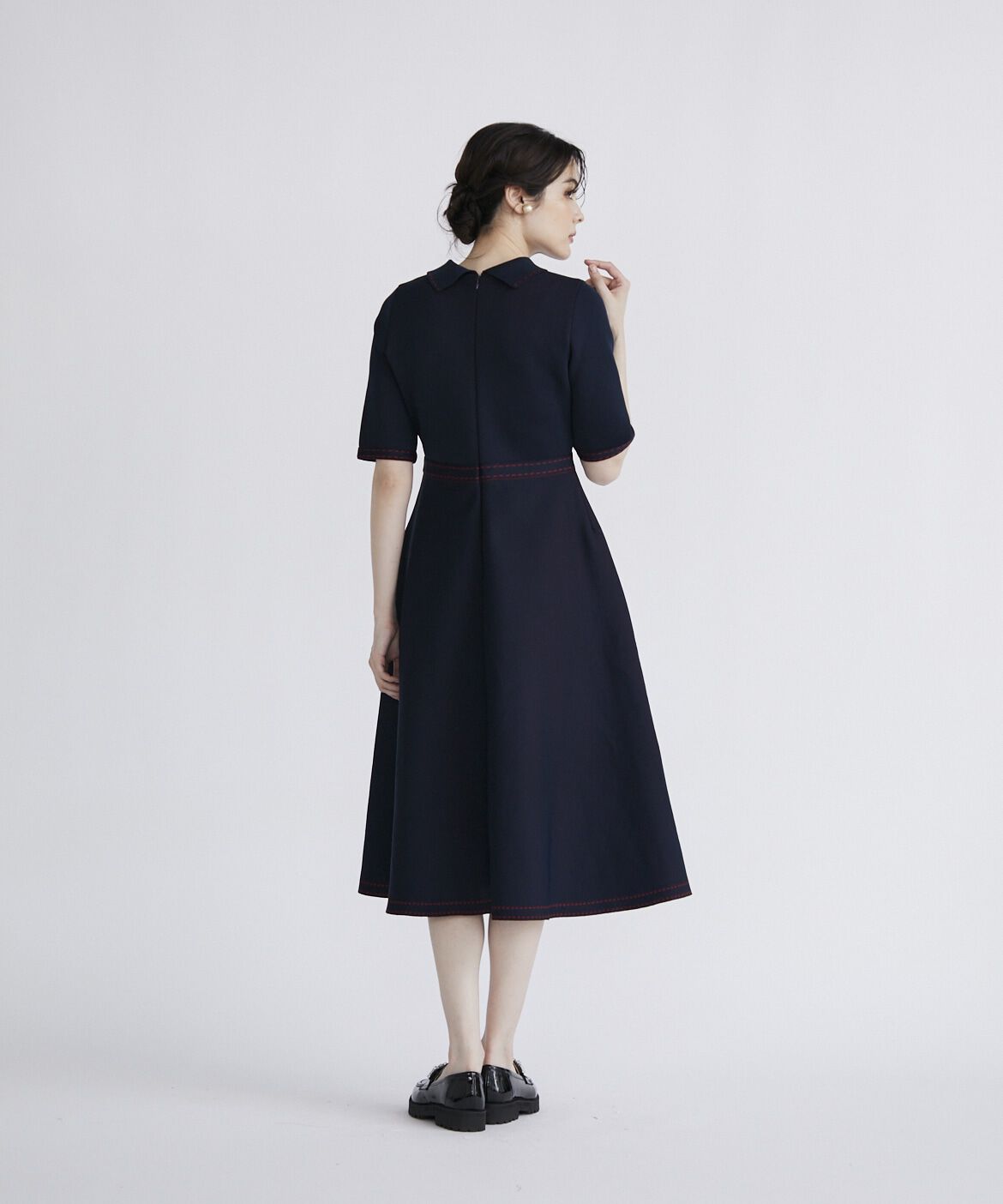 Maglie le cassetto「《M Maglie le cassetto》ステッチポロ衿ニットワンピース」|ワンピース|