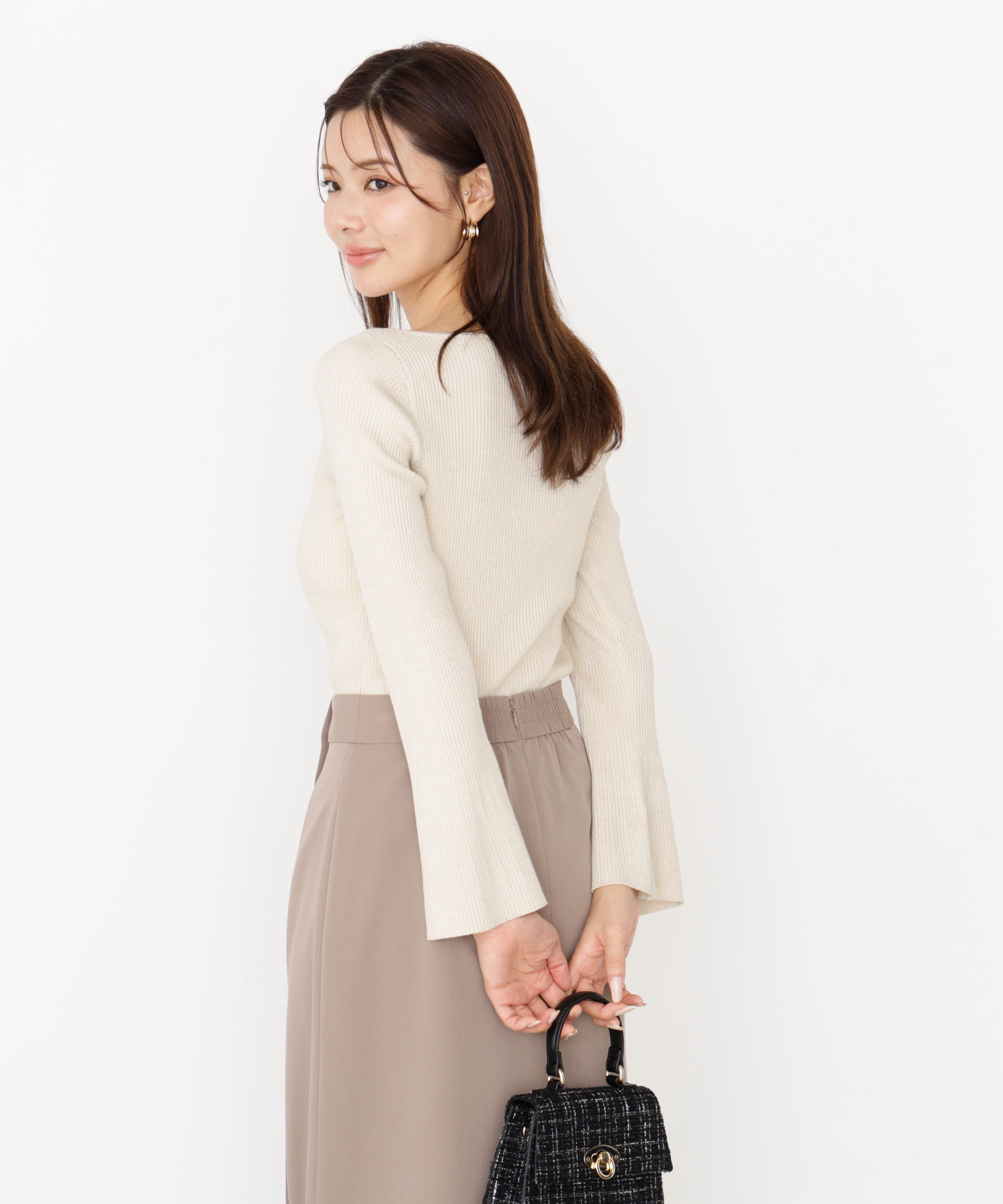 PROPORTION BODY DRESSING「＜ハンドウォッシャブル＞ニュアンスネックラメリブニット 25AW」|ニット・セーター|