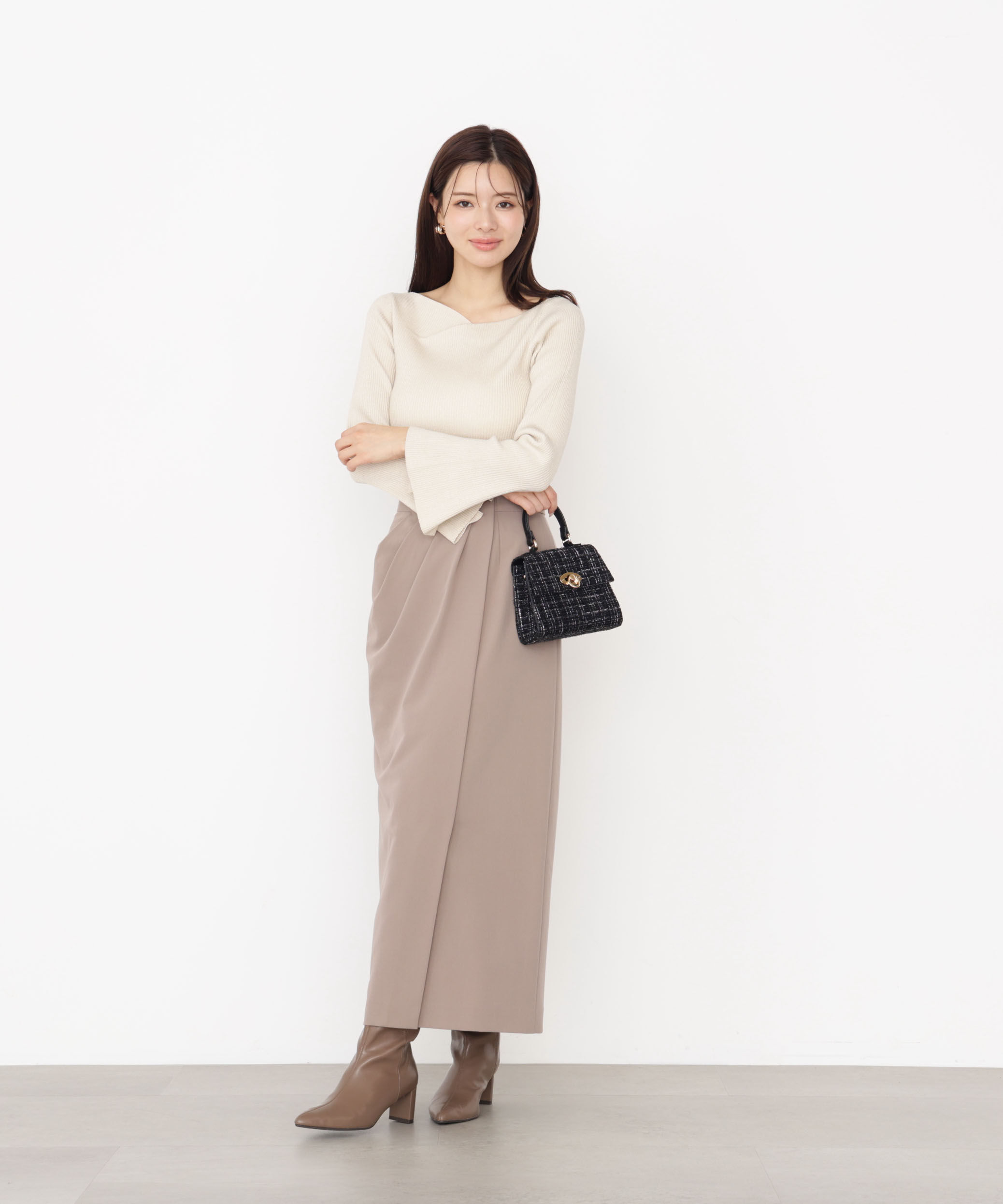 PROPORTION BODY DRESSING「＜ハンドウォッシャブル＞ニュアンスネックラメリブニット 25AW」|ニット・セーター|