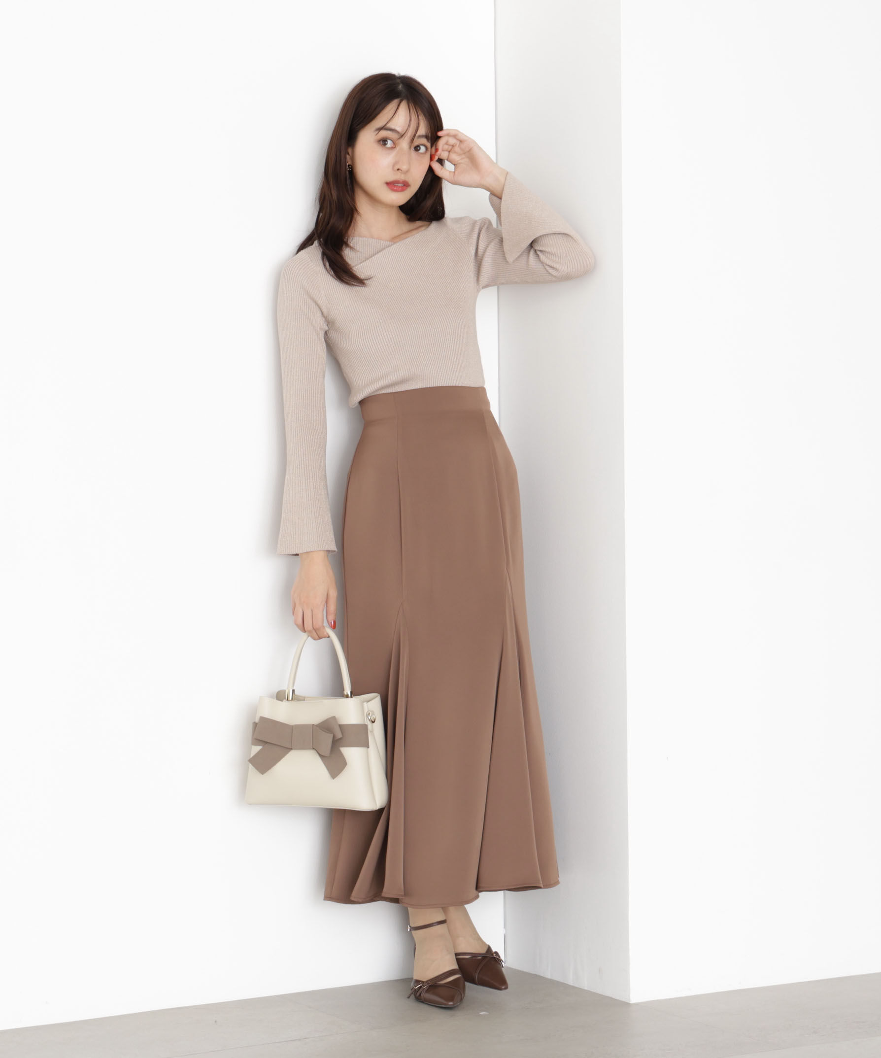 PROPORTION BODY DRESSING「＜ハンドウォッシャブル＞ニュアンスネックラメリブニット 25AW」|ニット・セーター|