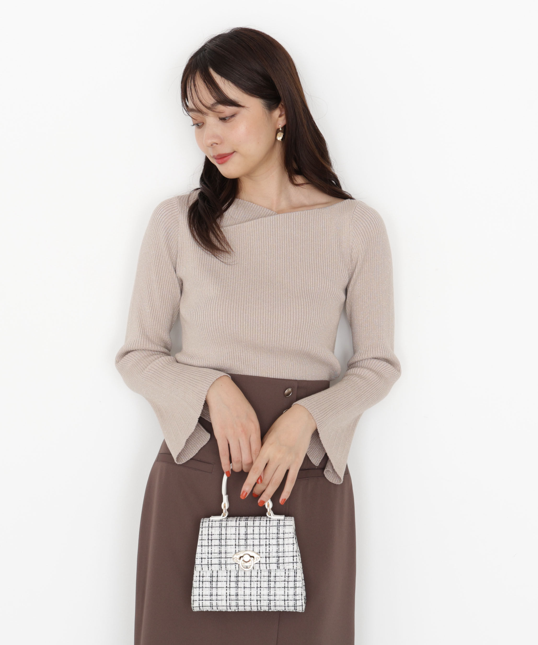 PROPORTION BODY DRESSING「＜ハンドウォッシャブル＞ニュアンスネックラメリブニット 25AW」|ニット・セーター|
