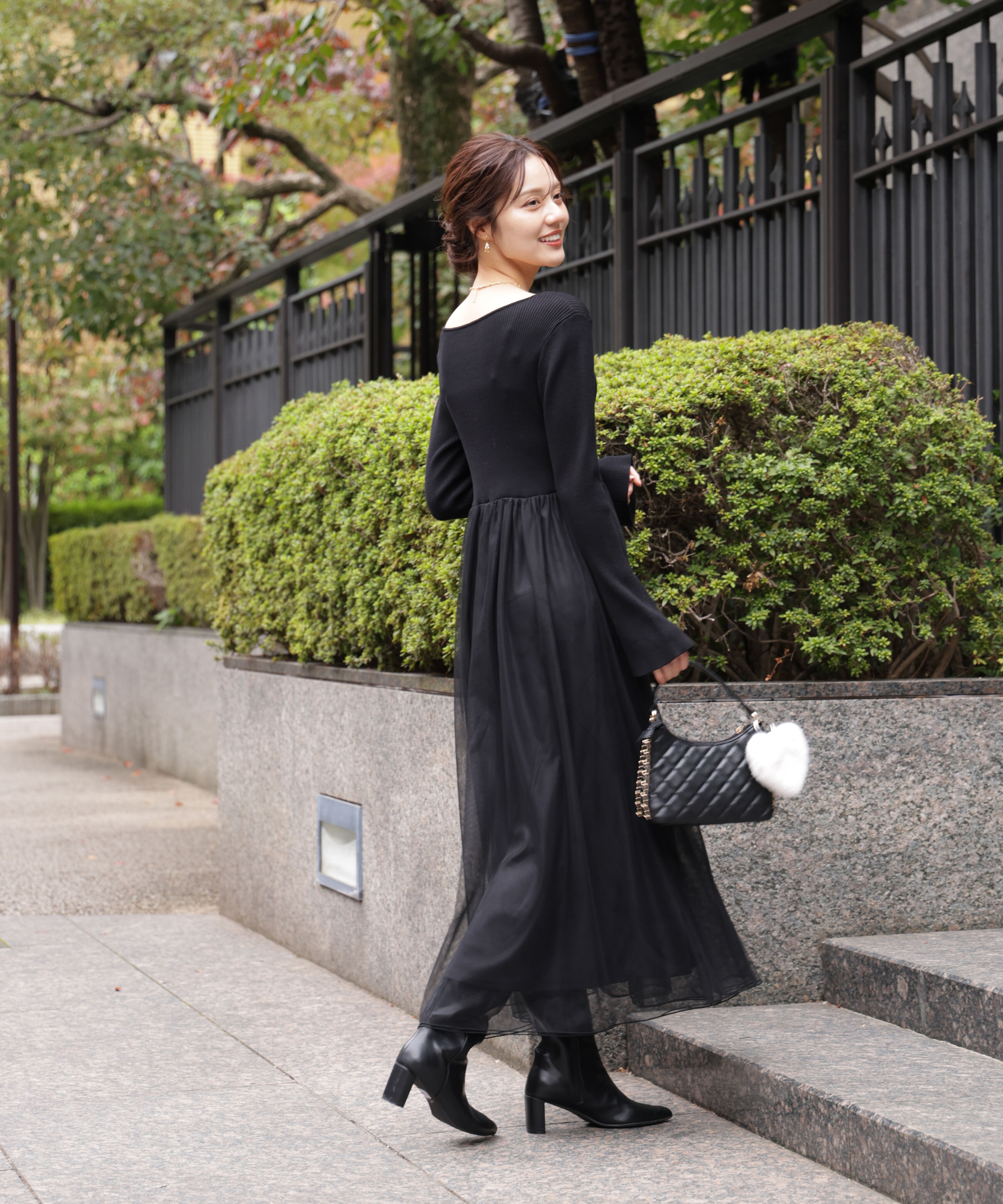 PROPORTION BODY DRESSING「《EDIT COLOGNE》チュールドッキングニットワンピース」|ワンピース|