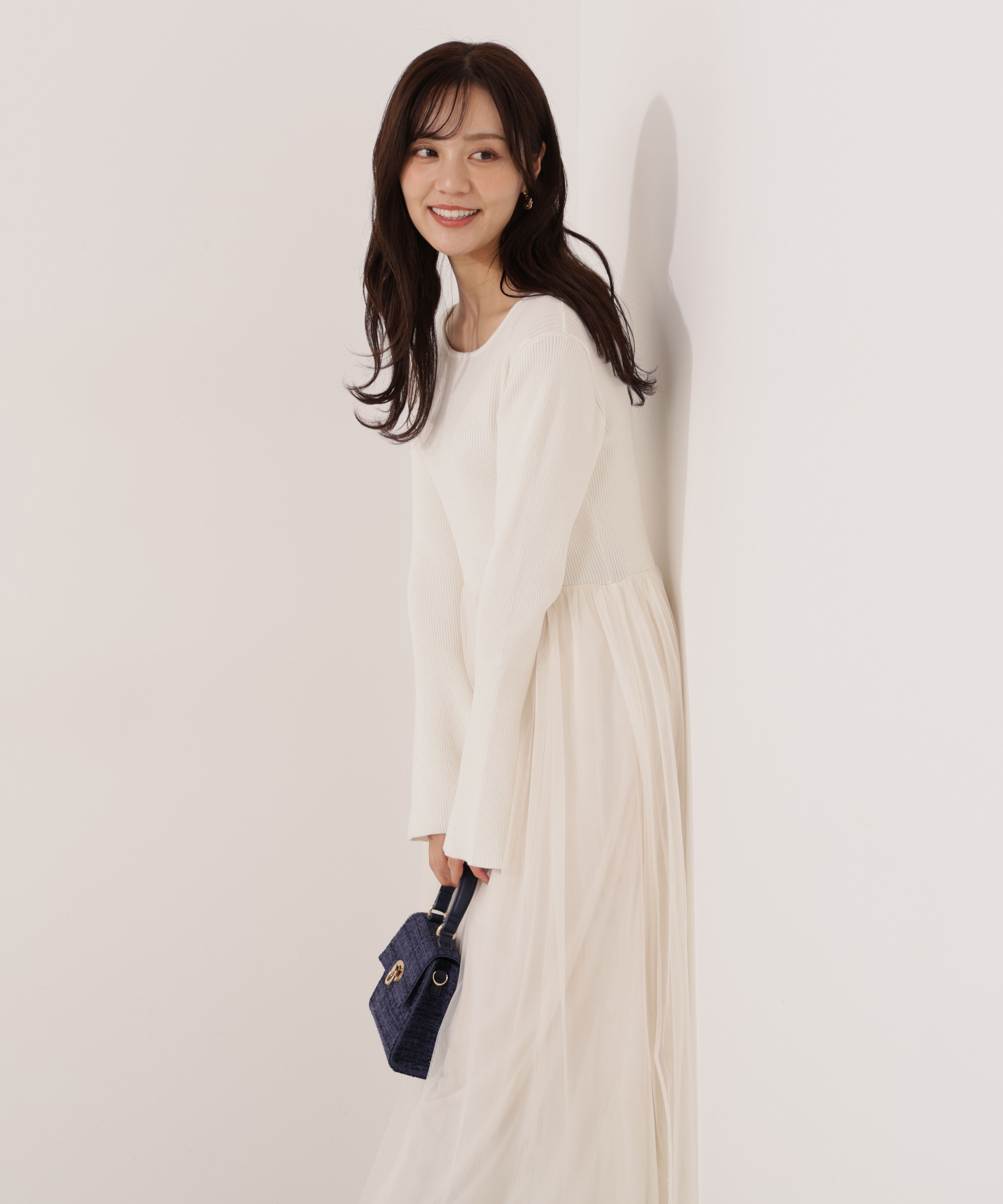 PROPORTION BODY DRESSING「《EDIT COLOGNE》チュールドッキングニットワンピース」|ワンピース|