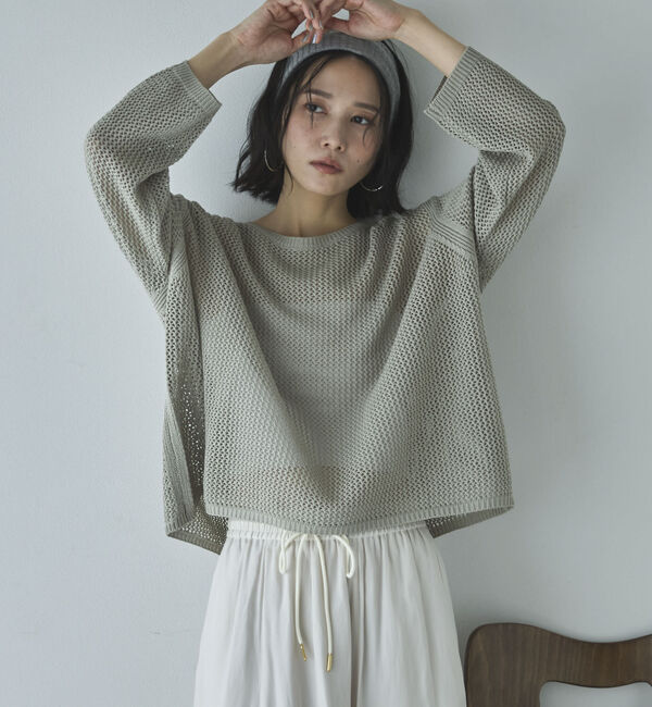 Doux archives「透かし柄メッシュニット」|ニット・セーター|