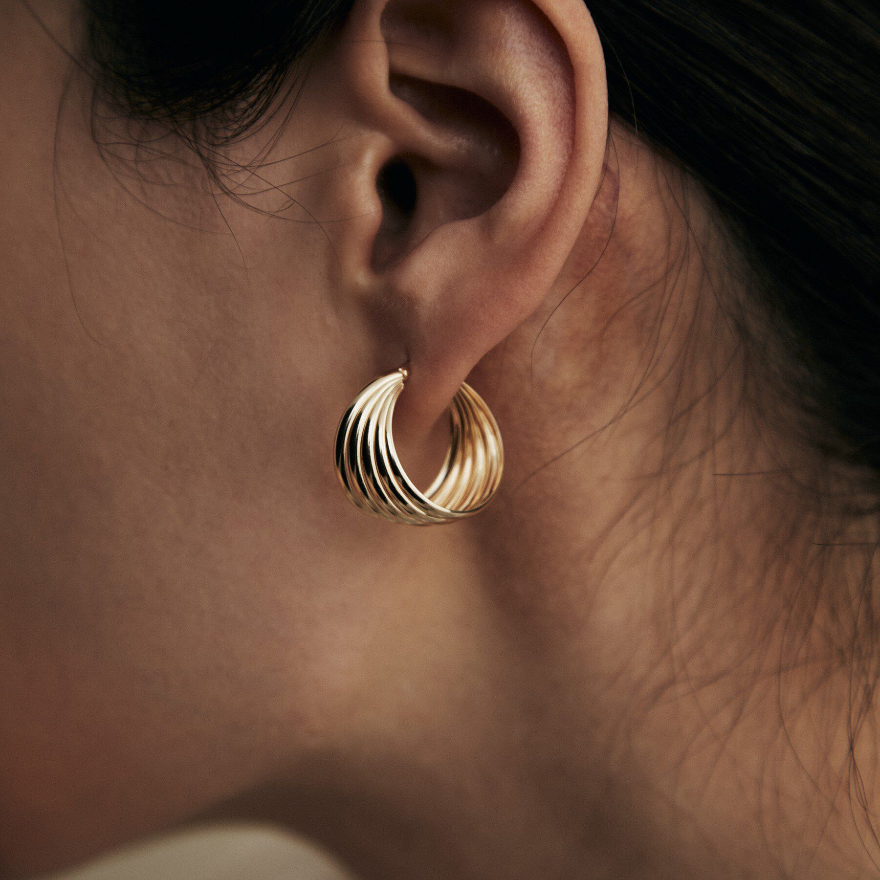 COCOSHNIK「K10甲丸クインタプル フープピアス」|ピアス|