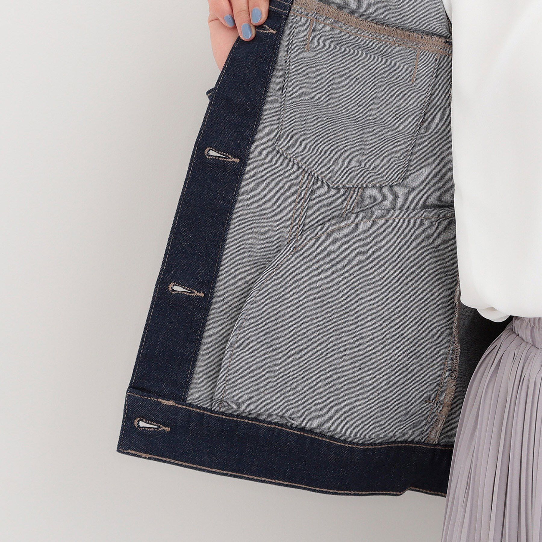 SHOO･LA･RUE「【SHOO・LA・RUE DENIM/S-LL/高レビュー】大人のための ノーカラーデニムジャケット」|デニムジャケット|
