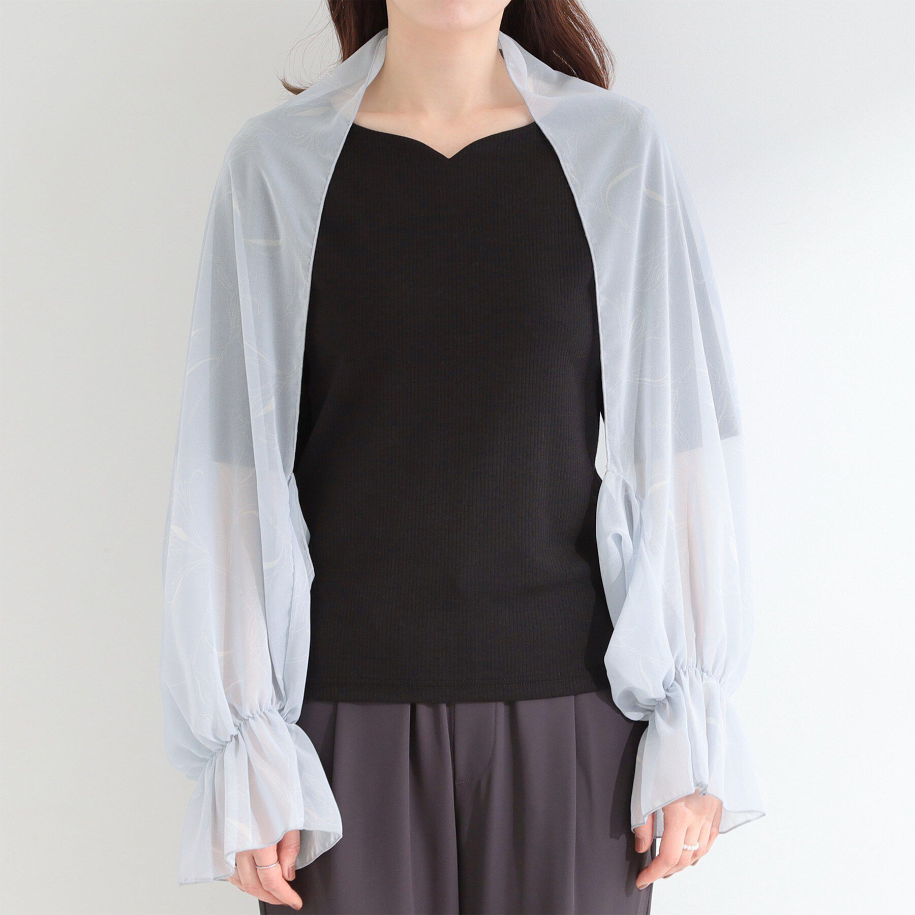 SHOO･LA･RUE「【ひんやり】2WAYラインフラワー柄ボレロ」|カーディガン|