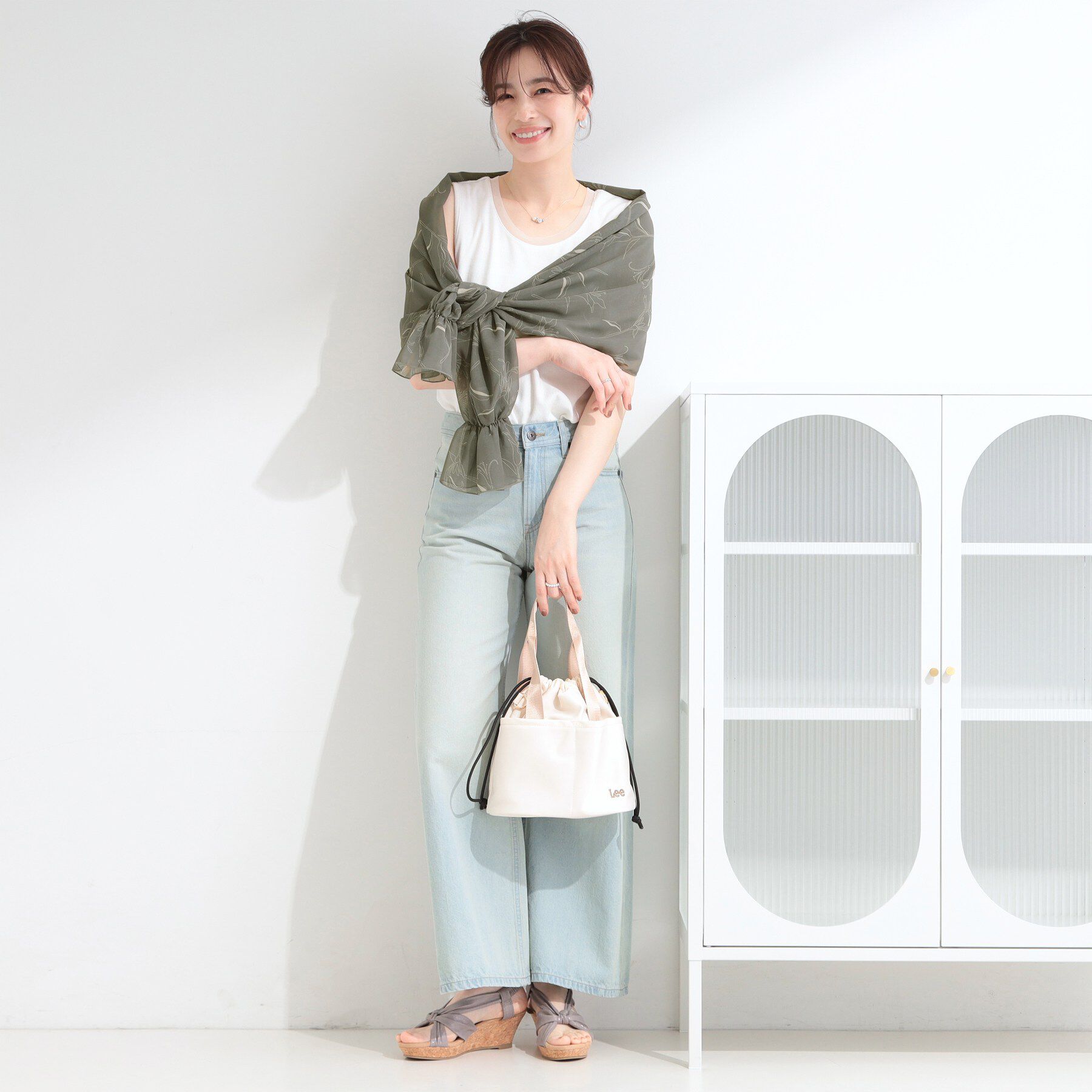 SHOO･LA･RUE「【ひんやり】2WAYラインフラワー柄ボレロ」|カーディガン|