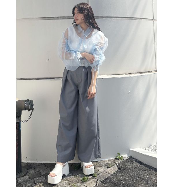 MURUA「リボンドロストスリーブシャイニーシアーシャツ」|シャツ・ブラウス|